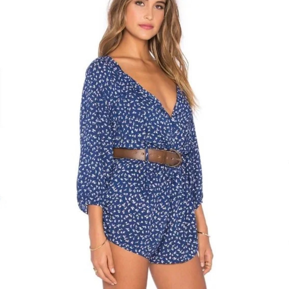 AUGUSTE/ roaming romper in navy tiny floral US 4 blue REVOLVE